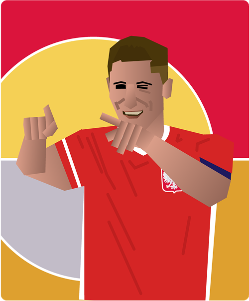 Card - Soccer player is pointing to front